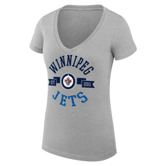 Winnipeg Jets G-III 4Her by Carl Banks Women's Super-Slim Fit Lightweight City Graphic V-Neck T-Shirt - Heather Gray | US 200593424