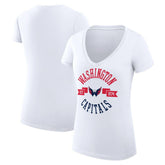 Washington Capitals G-III 4Her by Carl Banks Women's Super-Slim Fit Lightweight City Graphic V-Neck T-Shirt - White | US 200593427