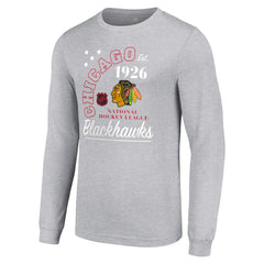 Chicago Blackhawks Starter Arch City Theme Graphic Long Sleeve T-Shirt - Heather Gray | US 200594648