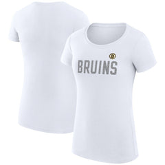 Boston Bruins G-III 4Her by Carl Banks Women's Super-Slim Fit Lightweight Dot Print Team T-Shirt - White | US 200595232
