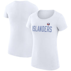 New York Islanders G-III 4Her by Carl Banks Women's Super-Slim Fit Lightweight Dot Print Team T-Shirt - White | US 200595248