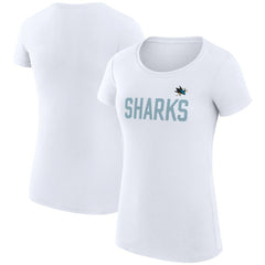 San Jose Sharks G-III 4Her by Carl Banks Women's Super-Slim Fit Lightweight Dot Print Team T-Shirt - White | US 200595254