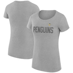 Pittsburgh Penguins G-III 4Her by Carl Banks Women's Super-Slim Fit Lightweight Dot Print Team T-Shirt - Heather Gray | US 200595285