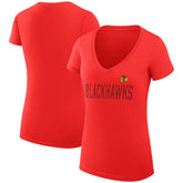 Chicago Blackhawks G-III 4Her by Carl Banks Women's Super-Slim Fit Lightweight Dot Print Team V-Neck T-Shirt - Red | US 200595314