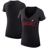 Carolina Hurricanes G-III 4Her by Carl Banks Women's Super-Slim Fit Lightweight Dot Print Team V-Neck T-Shirt - Black | US 200595324