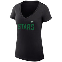 Dallas Stars G-III 4Her by Carl Banks Women's Super-Slim Fit Lightweight Dot Print Team V-Neck T-Shirt - Black | US 200595327