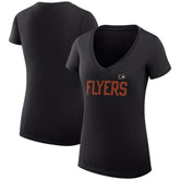 Philadelphia Flyers G-III 4Her by Carl Banks Women's Super-Slim Fit Lightweight Dot Print Team V-Neck T-Shirt - Black | US 200595333