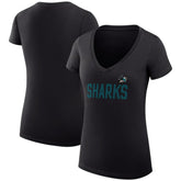 San Jose Sharks G-III 4Her by Carl Banks Women's Super-Slim Fit Lightweight Dot Print Team V-Neck T-Shirt - Black | US 200595338