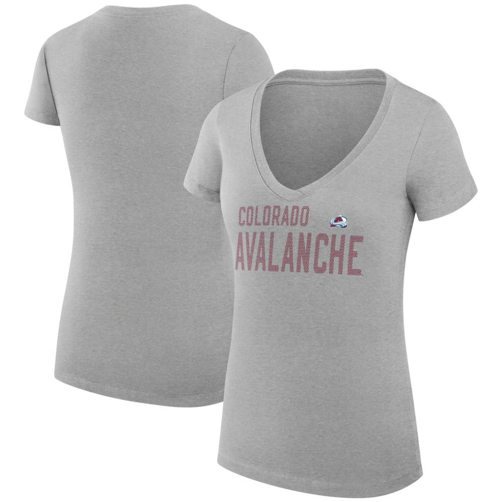 Colorado Avalanche G-III 4Her by Carl Banks Women's Super-Slim Fit Lightweight Dot Print Team V-Neck T-Shirt - Heather Gray | US 200595345