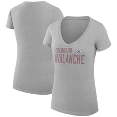 Colorado Avalanche G-III 4Her by Carl Banks Women's Super-Slim Fit Lightweight Dot Print Team V-Neck T-Shirt - Heather Gray | US 200595345