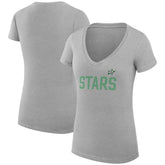 Dallas Stars G-III 4Her by Carl Banks Women's Super-Slim Fit Lightweight Dot Print Team V-Neck T-Shirt - Heather Gray | US 200595347