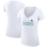 San Jose Sharks G-III 4Her by Carl Banks Women's Super-Slim Fit Lightweight Dot Print Team V-Neck T-Shirt - White | US 200595394