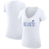St. Louis Blues G-III 4Her by Carl Banks Women's Super-Slim Fit Lightweight Dot Print Team V-Neck T-Shirt - White | US 200595396