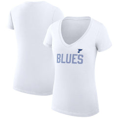 St. Louis Blues G-III 4Her by Carl Banks Women's Super-Slim Fit Lightweight Dot Print Team V-Neck T-Shirt - White | US 200595396