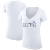 Tampa Bay Lightning G-III 4Her by Carl Banks Women's Super-Slim Fit Lightweight Dot Print Team V-Neck T-Shirt - White | US 200595397