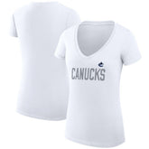 Vancouver Canucks G-III 4Her by Carl Banks Women's Super-Slim Fit Lightweight Dot Print Team V-Neck T-Shirt - White | US 200595399