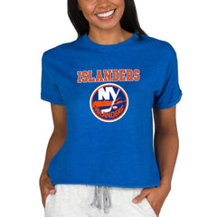 New York Islanders Concepts Sport Women's Tri-Blend Mainstream Terry Short Sleeve Sweatshirt Top - Royal | US 200596339