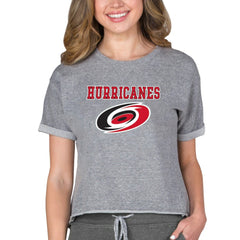 Carolina Hurricanes Concepts Sport Women's Tri-Blend Mainstream Terry Short Sleeve Sweatshirt Top - Heather Gray | US 200596353