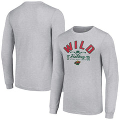 Minnesota Wild Starter Puck Long Sleeve T-Shirt - Heather Gray | US 200597938