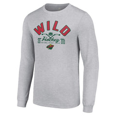 Minnesota Wild Starter Puck Long Sleeve T-Shirt - Heather Gray | US 200597938