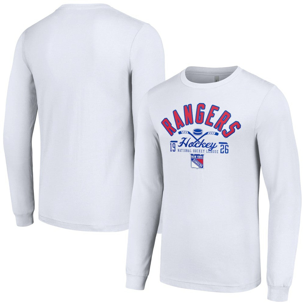 New York Rangers Starter Puck Long Sleeve T-Shirt - White | US 200597957