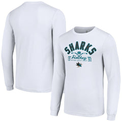 San Jose Sharks Starter Puck Long Sleeve T-Shirt - White | US 200597967