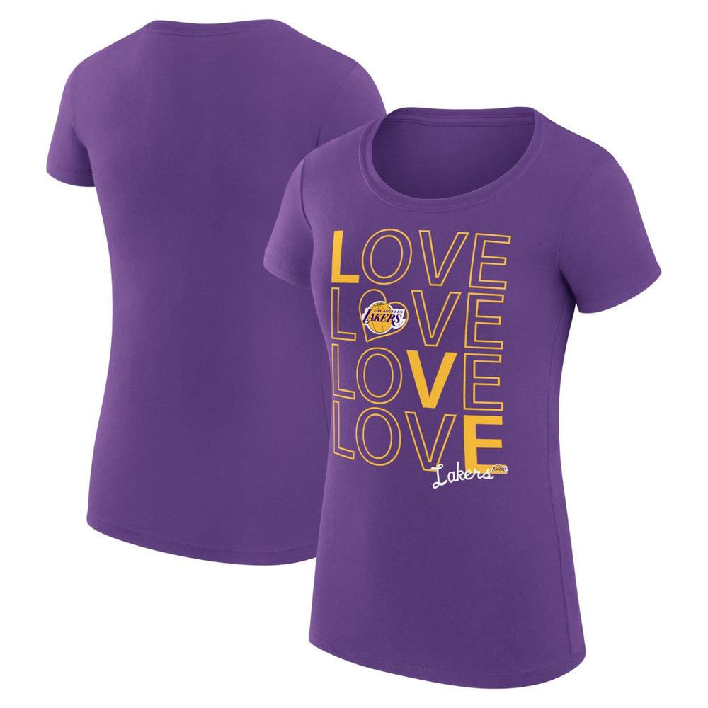 Los Angeles Lakers G-III 4Her by Carl Banks Women's Super-Slim Fit Lightweight Basketball Love T-Shirt Purple