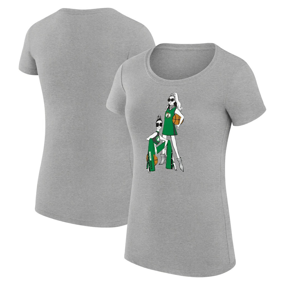 Boston Celtics G-III 4Her by Carl Banks Women's Super-Slim Fit Lightweight Basketball Girls T-Shirt Heather Gray
