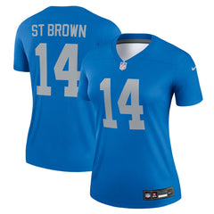 Amon-Ra St. Brown Detroit Lions Women's Alternate Legend Player Performance Top - Blue Tops