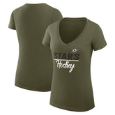 Dallas Stars G-III 4Her by Carl Banks Women's Super-Slim Fit Lightweight Team Sport V-Neck T-Shirt - Olive | US 200602605