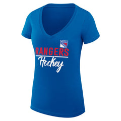 New York Rangers G-III 4Her by Carl Banks Women's Super-Slim Fit Lightweight Team Sport V-Neck T-Shirt - Blue | US 200602610
