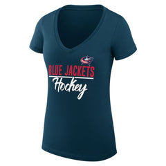 Columbus Blue Jackets G-III 4Her by Carl Banks Women's Super-Slim Fit Lightweight Graphic T-Shirt - Navy | US 200602612