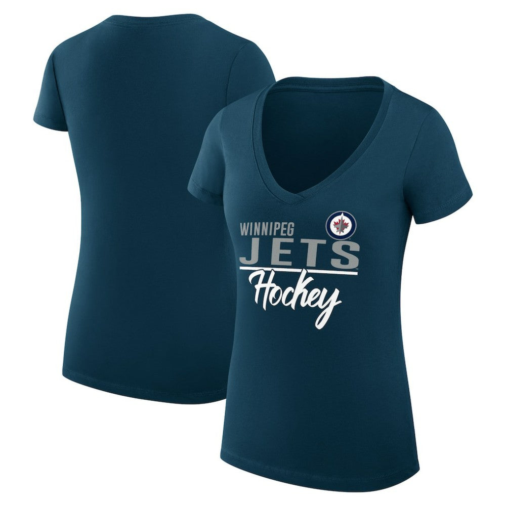 Winnipeg Jets G-III 4Her by Carl Banks Women's Super-Slim Fit Lightweight Graphic T-Shirt - Navy | US 200602621