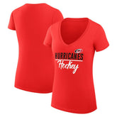 Carolina Hurricanes G-III 4Her by Carl Banks Women's Super-Slim Fit Lightweight Graphic V-Neck T-Shirt - Red | US 200602623