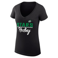 Dallas Stars G-III 4Her by Carl Banks Women's Super-Slim Fit Lightweight Graphic V-Neck T-Shirt - Black | US 200602637