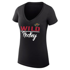 Minnesota Wild G-III 4Her by Carl Banks Women's Super-Slim Fit Lightweight Graphic V-Neck T-Shirt - Black | US 200602640