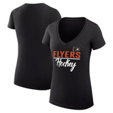 Philadelphia Flyers G-III 4Her by Carl Banks Women's Super-Slim Fit Lightweight Graphic V-Neck T-Shirt - Black | US 200602643