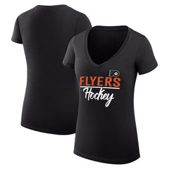 Philadelphia Flyers G-III 4Her by Carl Banks Women's Super-Slim Fit Lightweight Graphic V-Neck T-Shirt - Black | US 200602643