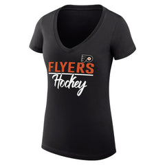 Philadelphia Flyers G-III 4Her by Carl Banks Women's Super-Slim Fit Lightweight Graphic V-Neck T-Shirt - Black | US 200602643