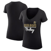Vegas Golden Knights G-III 4Her by Carl Banks Women's Super-Slim Fit Lightweight Graphic V-Neck T-Shirt - Black | US 200602648
