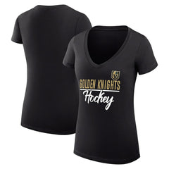Vegas Golden Knights G-III 4Her by Carl Banks Women's Super-Slim Fit Lightweight Graphic V-Neck T-Shirt - Black | US 200602648