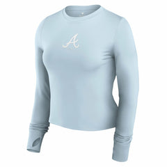Atlanta Braves Fanatics Women's Studio Fitted Long Sleeve Gym Top - Light Blue Tops