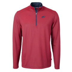 Buffalo Bills Cutter & Buck Virtue Eco Pique Micro Stripe Recycled Quarter-Zip Pullover Top - Red/Navy Pullover
