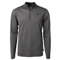 Carolina Panthers Cutter & Buck Virtue Eco Pique Micro Stripe Recycled Quarter-Zip Pullover Top - Black/Gray Pullover