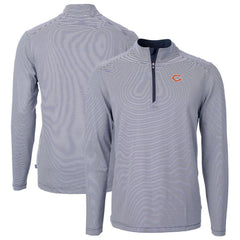 Chicago Bears Cutter & Buck Virtue Eco Pique Micro Stripe Recycled Quarter-Zip Pullover Top - Navy/White Pullover