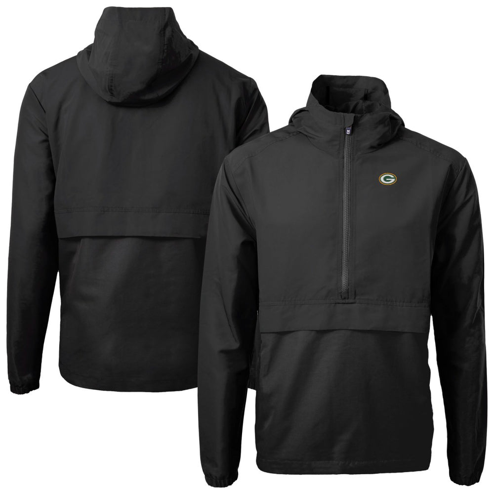 Green Bay Packers Cutter & Buck Charter Eco Recycled Anorak Half-Zip Jacket - Black Jackets