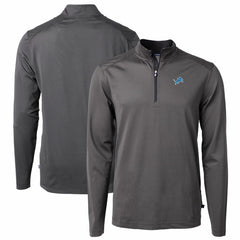 Detroit Lions Cutter & Buck Virtue Eco Pique Micro Stripe Recycled Quarter-Zip Pullover Top - Black/Gray Pullover