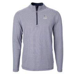 Green Bay Packers Cutter & Buck Virtue Eco Pique Micro Stripe Recycled Quarter-Zip Pullover Top - Navy/White Pullover