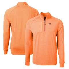 Cincinnati Bengals Cutter & Buck Adapt Eco Knit Quarter-Zip Pullover Top - Heather Orange Pullover