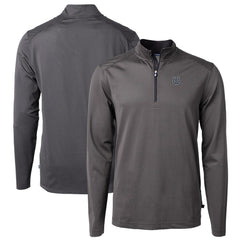 Indianapolis Colts Cutter & Buck Virtue Eco Pique Micro Stripe Recycled Quarter-Zip Pullover Top - Black/Gray Pullover